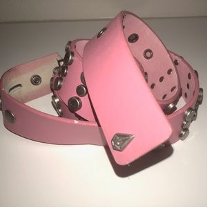 Volcom pink studded leather ladies belt